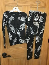 New Carter's Boys Space Pajama set Black Snug Fit Long Sleeve Pants