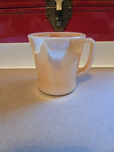 Vintage Anchor Hocking Fire King USA Peach Orange Luster Coffee Mug Cup USA