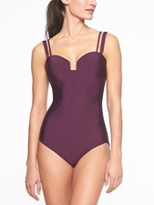 Athleta Aqualuxe Molded Square Plunge One Piece, Wild Bloom SZ S  210885 E510