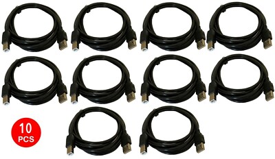 10 Pack 6FT Shielded USB 2.0 A Male to B Male Cord Cable Modem Printer Scanner