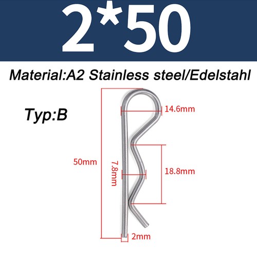 R Clips Stainless Steels Retaining Pins - M2 M4 M6 M8 Split Pins for Clevis pins - Picture 44 of 57