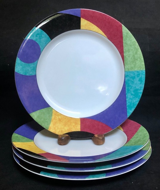 Mikasa CURRENTS M5101 Dinner Plates Set of 4 Excellent Classic Modern