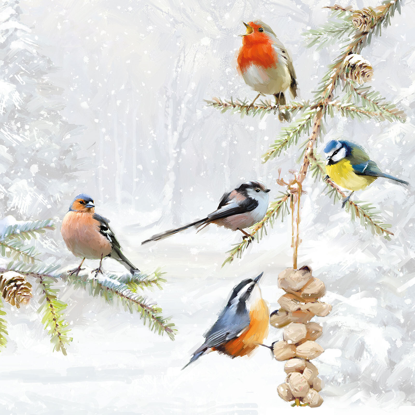 Winter Garden Bird Napkins Decoupage Paper Christmas Party Serviettes 3 Ply x 20