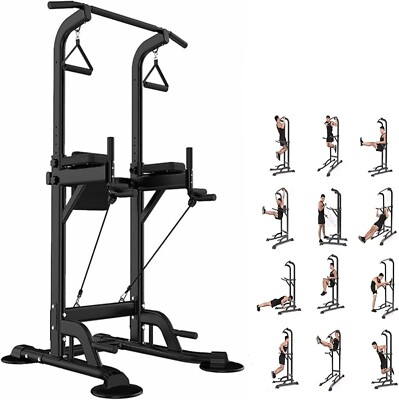 Adjustable Power Tower Pull Up Bar and Dip Station Home Gym Strength Training