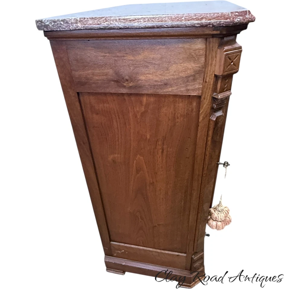 Antiguo armario victoriano de nogal armario mesa de salón mármol música burl 1860 Foto 3 de 4