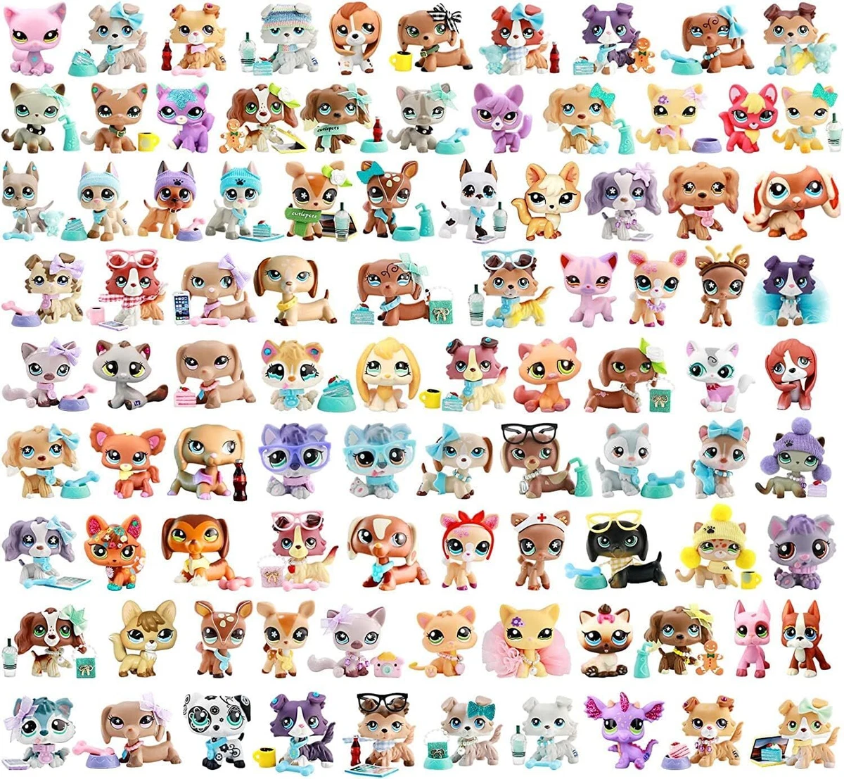 Random 5PC LPS Figures Dog and Cat Figure Toys LPS Pack with 12