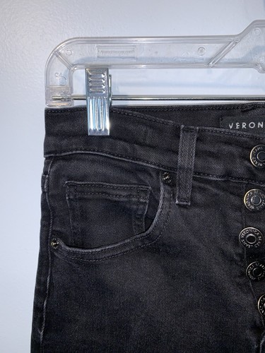 VERONICA BEARD Debbie skinny Hochhausjeans schwarz Knopfleiste Stretch Größe 26/2 - Bild 3 von 8