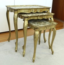 3 Vintage Italian Florentine Gold Gilt Ornate Nesting Tables, Made in Italy