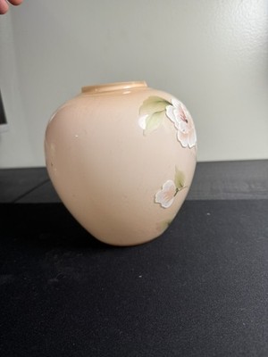 Fenton Pink Cased Glass Hand Painted Ginger Jar White Flowers - NO CAP