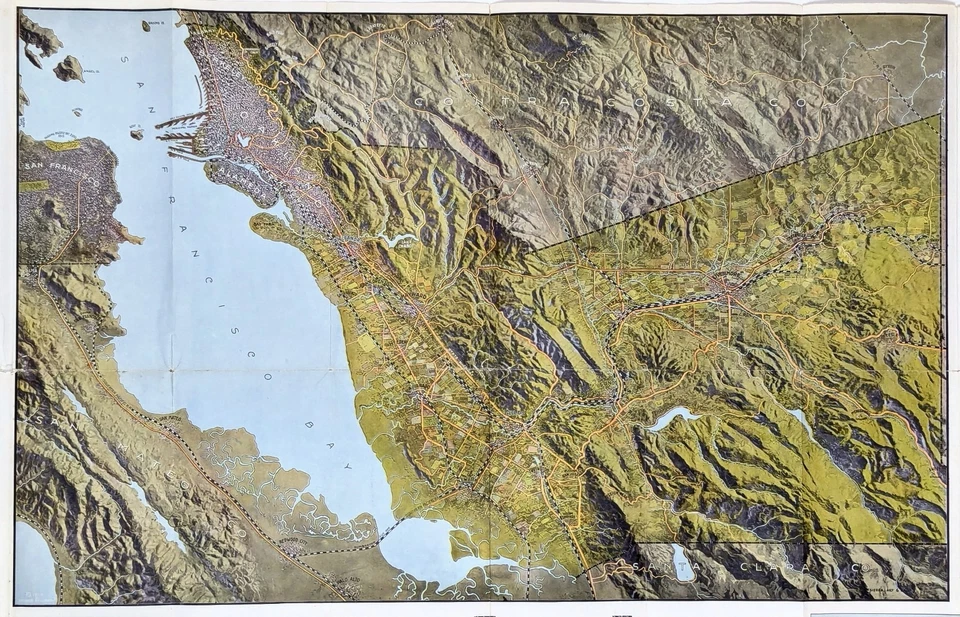 Condado de Alameda 1914 San Francisco - California vista de mapa promocional ORIGINAL Foto 3 de 4