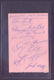 Original 117 x 78mm Brighton & Hove Autographes Late 194's early 1950's (MD)