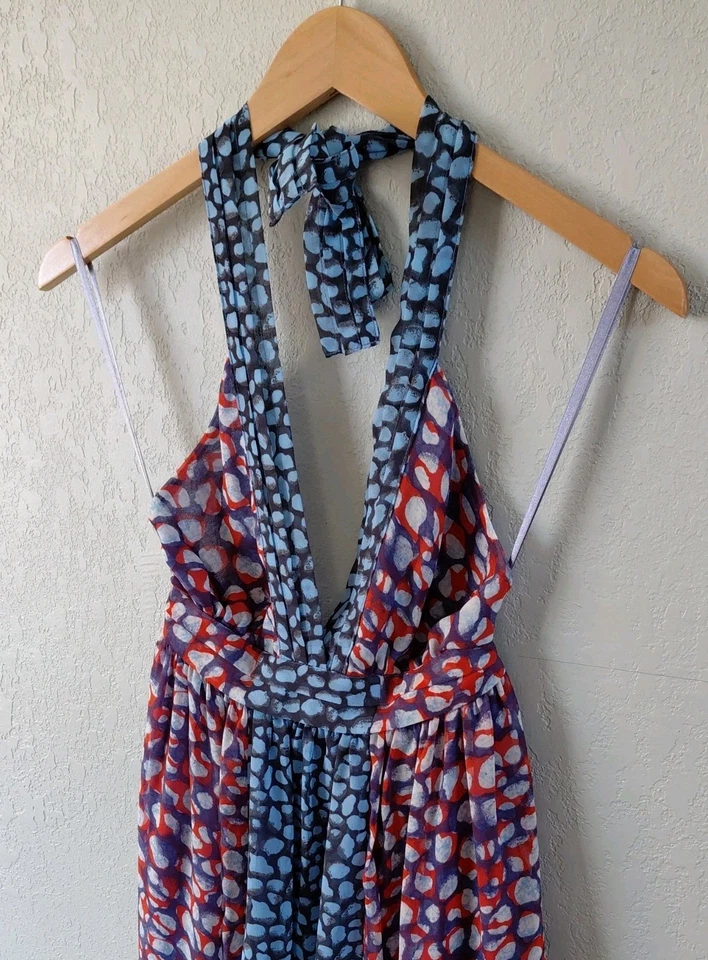 Vestido Moda Internacional Mujeres XS Maxi Halter Volantes Y2K Sexy Fluido Boho Hada Foto 2 de 4