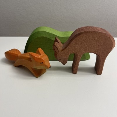Ostheimer Fuchs Familie 3-teilig Fuchs Baum Holzfiguren Waldorf