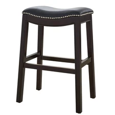 Julian 26in. Counter-Height Backless Wood Saddle-Seat Barstool, Espresso Frame
