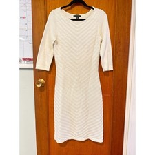 Lauren Ralph Lauren sweater dress Small ivory knit 3/4 sleeve long / maxi midi