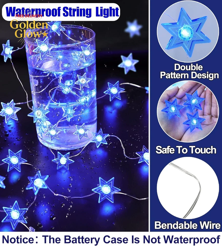 10 футов 30 светодиодов украшение для Хануки звезда Давида струнные гирлянды таймер гирлянды для Хануки - Изображение 4 из 4