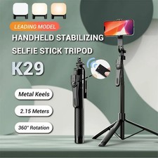 84"Selfie Stick Tripod with LED Fill Light  Bluetooth Remote for iPhone Android