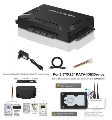 USB 3.0 To IDE/SATA Converter Adapter Kit For 2.5''/3.5'' SATA/IDE/SSD Hard Drive