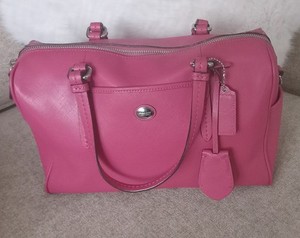 Coach Pink Payton Satchel Double Handles Zip Closure Tag Accent Silver Hardware