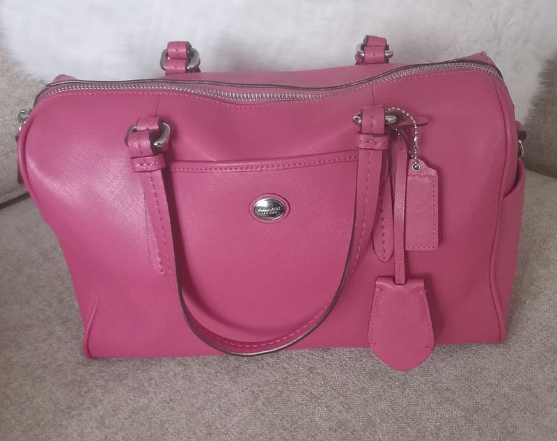 Coach Pink Payton Satchel Double Handles Zip Closure Tag Accent Silver Hardware