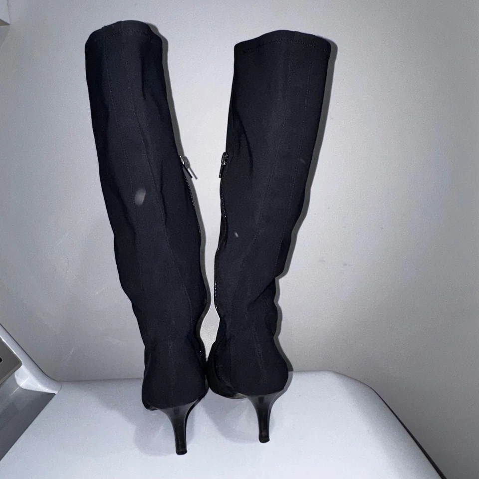 Botas hasta la rodilla Y2K BCBGirls negras elásticas punta tacón de aguja 7,5 Foto 4 de 4