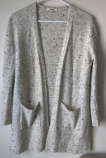 Madewell Donegal Kent Cardigan Sweater Wool Blend Oatmeal Flecked Knit Size XS