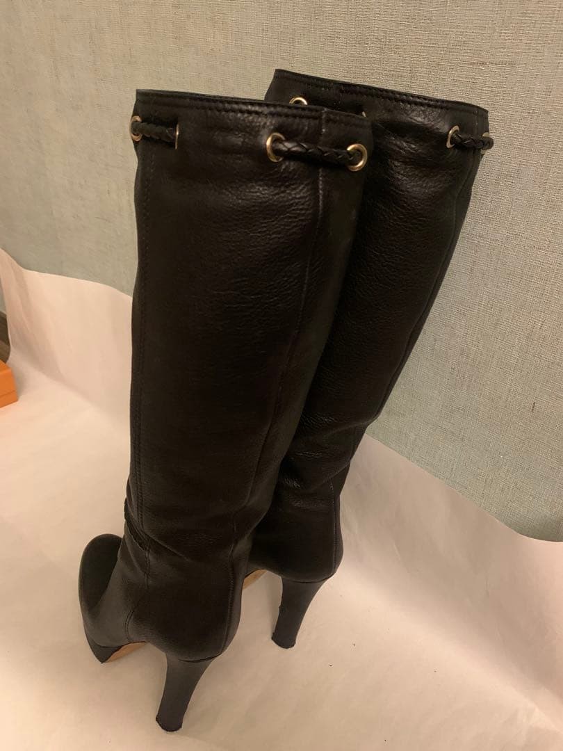 GUCCI Boots Heel Long Leather Black EU36/US6 116444c thumbnail 5