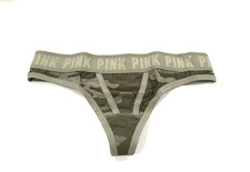 Victoria's Secret PINK Logo Thong Panty Green Camo