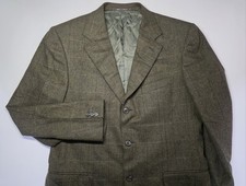 Ermenegildo Zegna Mens Size 40R 100 Wool Green Plaid Blazer