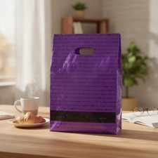 9x12 Purple "Thank You" Die Cut Handle Plastic Bags 50/cs - Brand