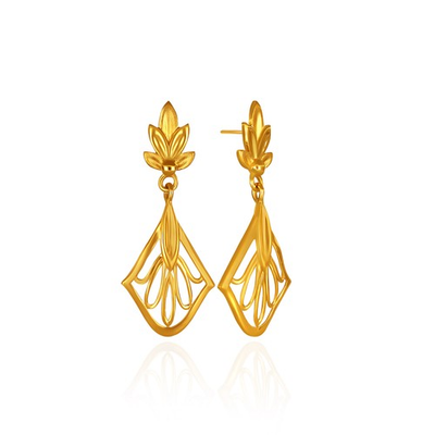 #ad #ad 22K Yellow Gold Gleam of Elegance Gold Drop Earrings For Women $955.20