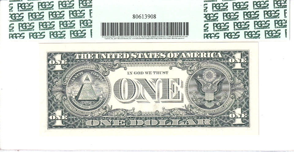 2003-A $1 FRN PCGS Gem New 66PPQ Fancy TRUE 0/1 BINARY Serial #B01100100G - Image 2 of 2