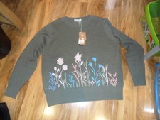 NWT WOOLOVERS GREEN/KHAKI WITH PRETTY EMBROIDERY DETAIL SIZE L (16)  100% COTTON