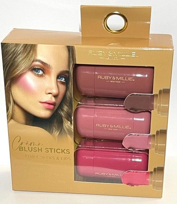 3 Creamy Blush Sticks for Cheeks & Lips - Cream Blush Stick by RUBY & MILLIE NY