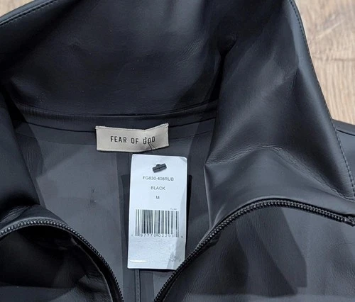 $1695 Mens FEAR OF GOD Rubberized High-Neck Jacket Black Medium image 3