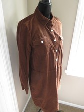 NWOT TALBOTS CHOCOLATE BROWN FINE WALE CORD SHIRT DRESS-SIZE 12