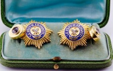 Faberge Antique  Gilt Silver Enamel Cufflinks