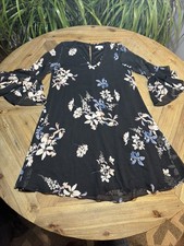 Calvin Klein Printed Floral Bell Sleeve Sz 6 Black Dress Women's Lined