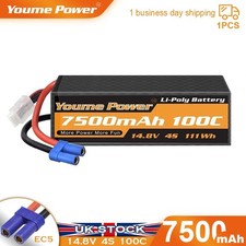 14.8V 4S 7500mAh Hard Case EC5 100C LiPO Battery for RC Car Truck Buggy Tank