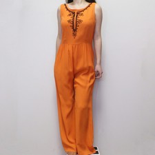 Vintage 60s Orange Embroidered Jumpsuit