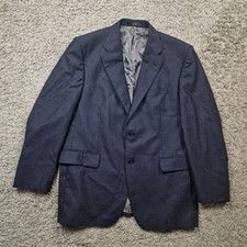 DAKS Blazer Mens 42 Regular Large Navy Blue Jacket Pure Wool