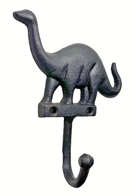 Black Dinosaur Wall Hook Cast Iron Keys Towel Clothing 5.75'' H