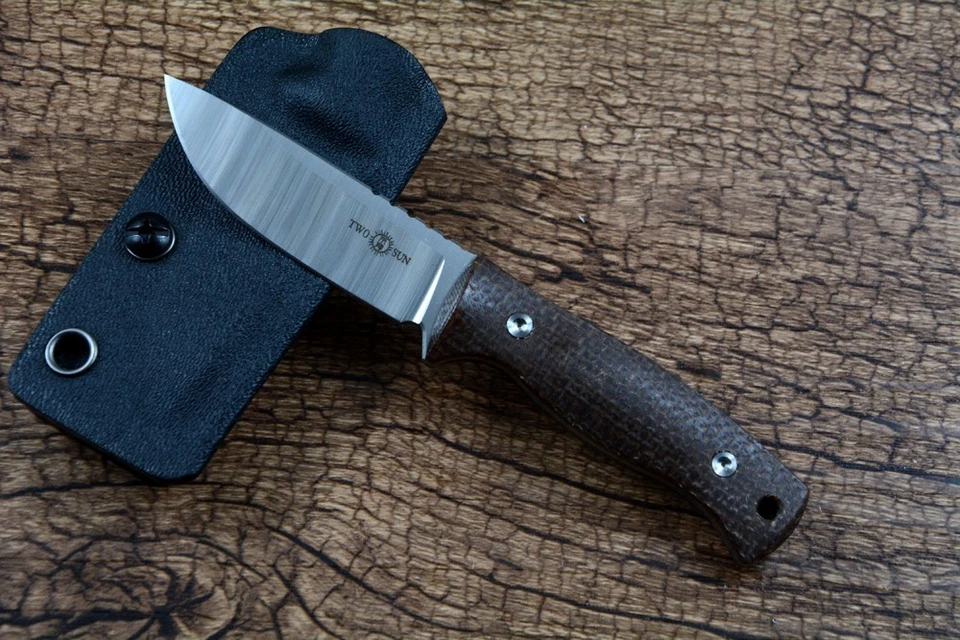Cuchillo fijo exterior TWOSUN M390 hoja funda Kydex TS247 mango Micarta Foto 2 de 4
