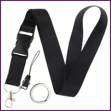 Mobile Phone Lanyard Fashion Black with Buckle Neck Strap Keychain Lanyard
