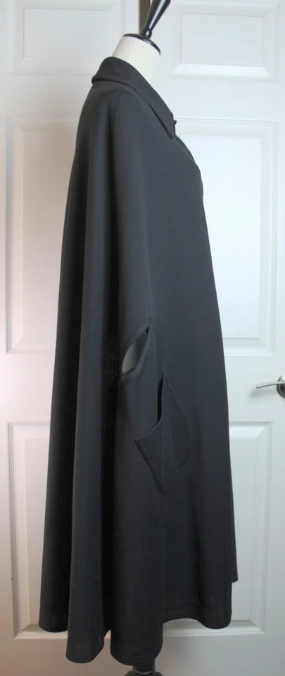 Abrigo de Colección Oscar de la Renta Boutique Negro Lana Capa Bolsillos Talla Única Elegante Foto 2 de 4