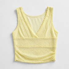 Butter Yellow Lace Crop Top S Coquette Fairycore Cottagecore Romantic