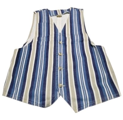 VINTAGE! VIVALDI JEANWEAR Womens Striped Jean Vest