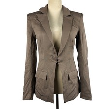 New PRETTYLITTLETHING Taupe Fitted Blazer Jacket Women 4 Hook Closure Formal