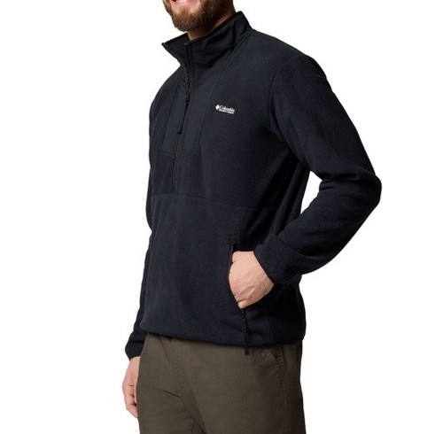 NWT Columbia Men’s Sweatshirt/Jacket Sequoia Grove 1/2 Zip Fleece Black Size L - Picture 2 of 11