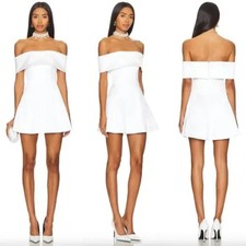 Lovers and Friends  Elise Mini Dress in White Satin Off Shoulder XS